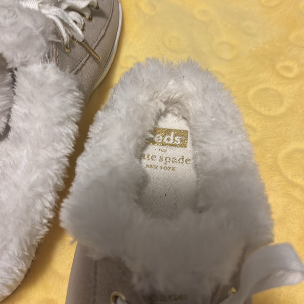 Keds Kate Spade White Sneakers with Faux Fur - Picture 7 of 7
